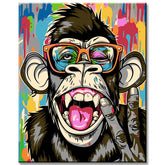 Painting by numbers art animal funny monkey with glasses